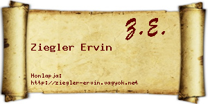 Ziegler Ervin névjegykártya